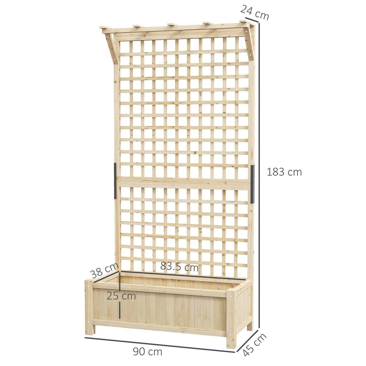 Outsunny Wood Planter w/ Trellis - Natural