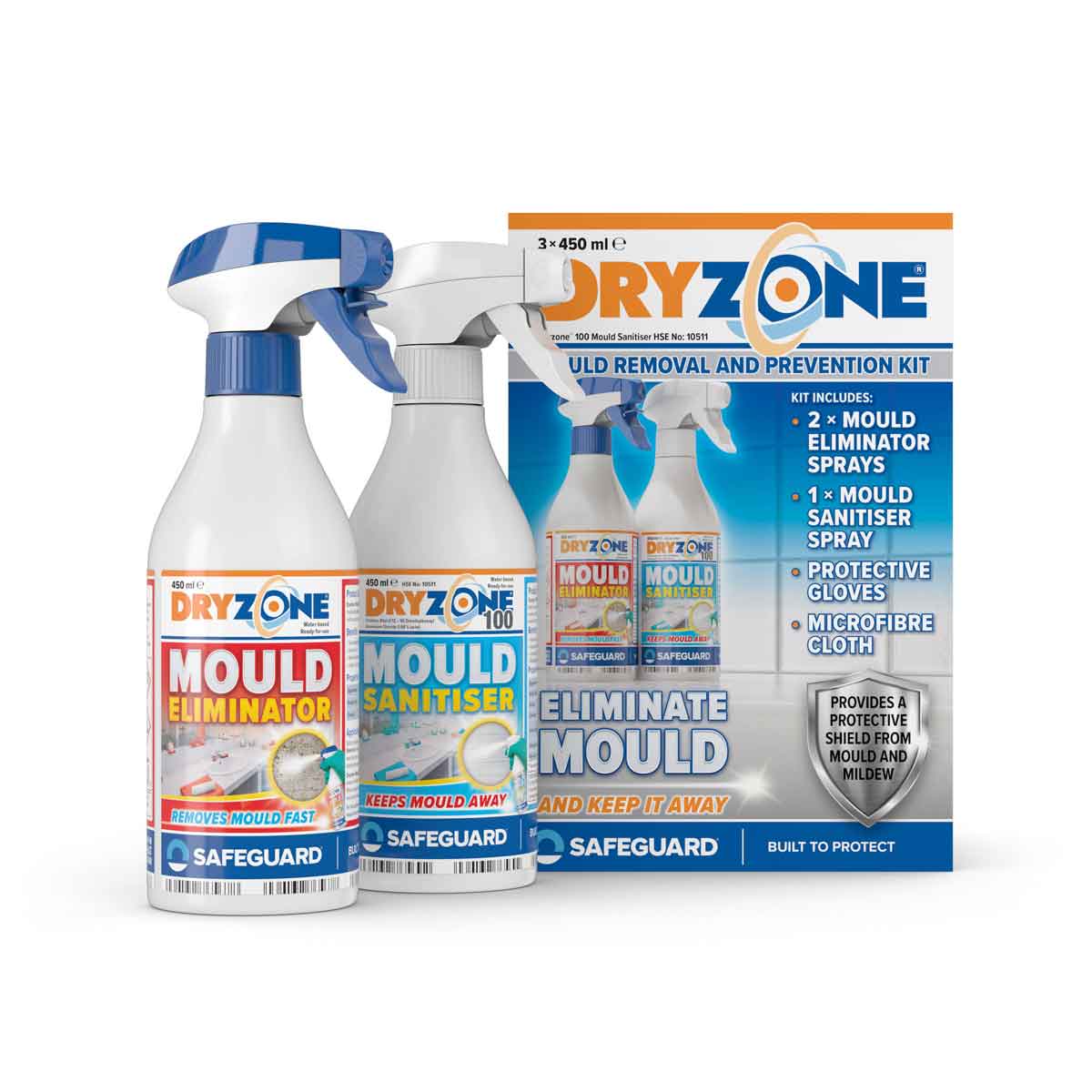 Dryzone Mould Remover Prevention Kit (3 X 450Ml Spray) - Fast-acting Black Mould Remover On Bathroom, Walls, Ceilings And Others
