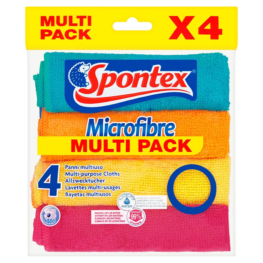 Spontex Microfibre Cloths - Pack of 4