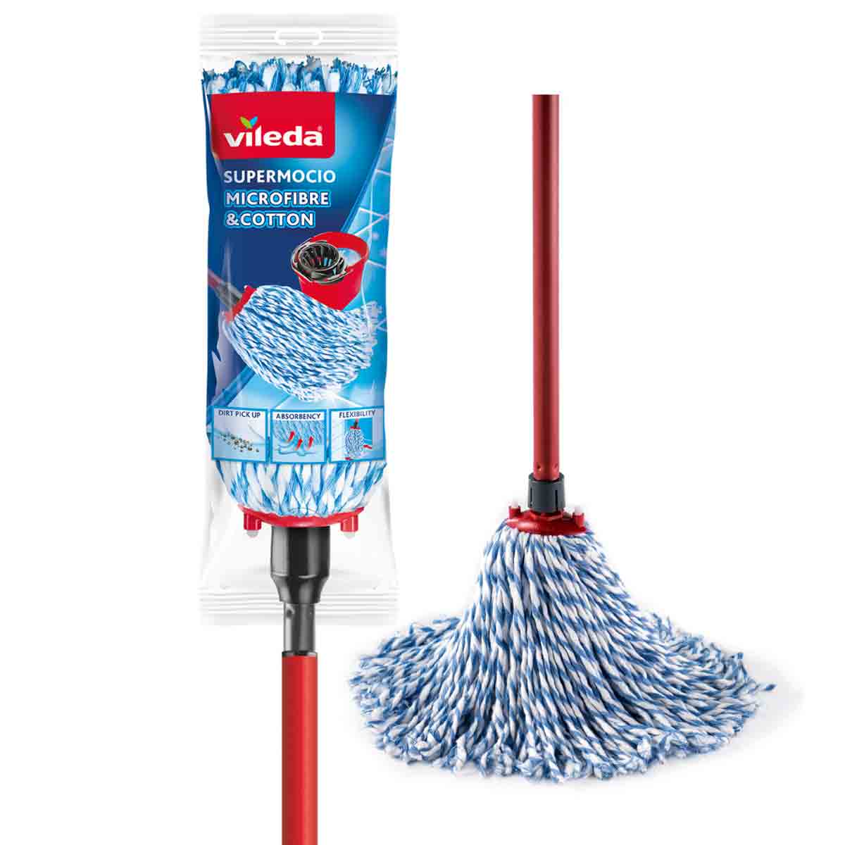 Vileda Supermocio Micro & Cotton Mop - Red