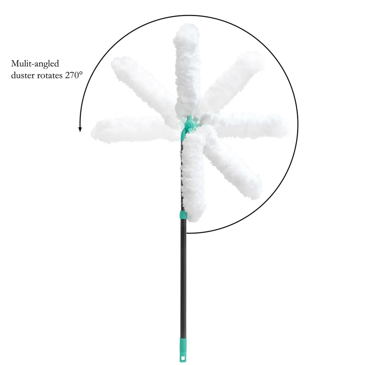 JVL Super-Absorbent Extendable Microfibre Multi-Angle Duster Turquoise/Grey