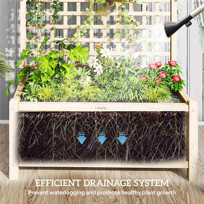 Outsunny Wood Planter w/ Trellis - Natural