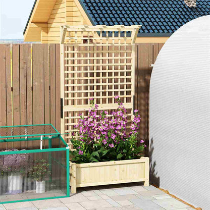 Outsunny Wood Planter w/ Trellis - Natural