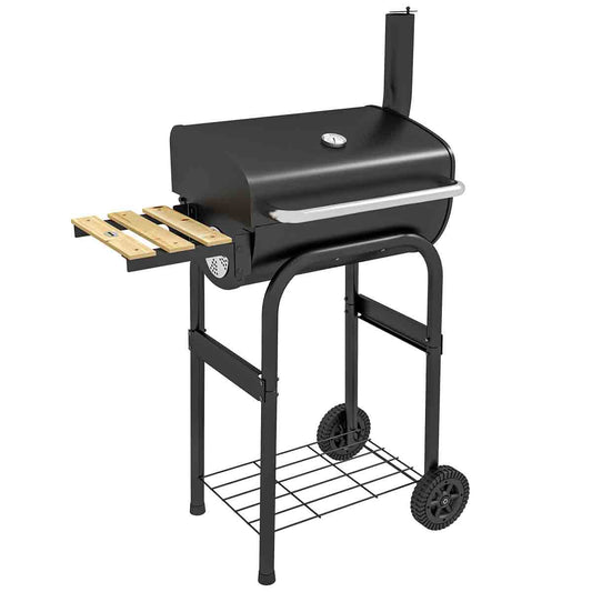 BBQ Grill Trolley with Shelves, Lid and Thermometer (Copy)