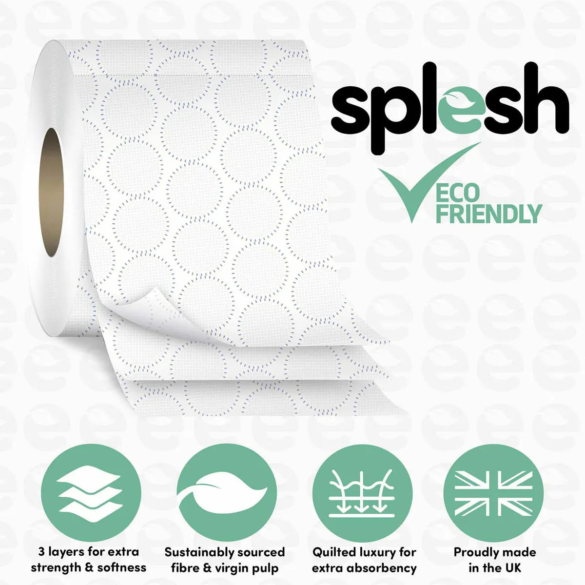 Splesh By Cusheen Quilted Luxury White 3 Ply Soft Toilet Tissue Paper 72 Rolls