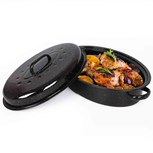 Vonshef Enamel Self-basting Roasting Tin With Lid