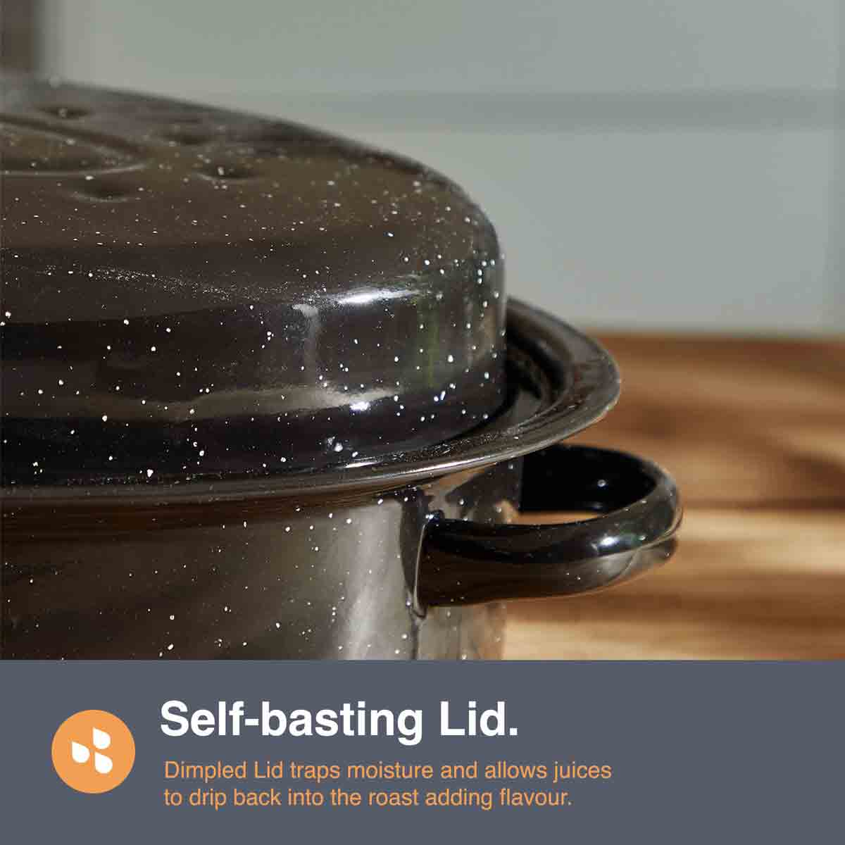 Vonshef Enamel Self-basting Roasting Tin With Lid