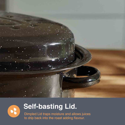 Vonshef Enamel Self-basting Roasting Tin With Lid