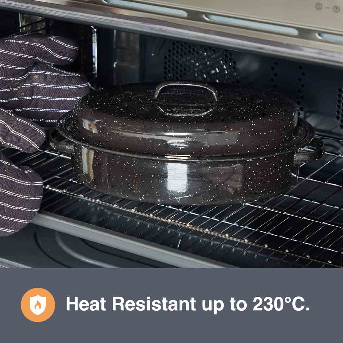 Vonshef Enamel Self-basting Roasting Tin With Lid