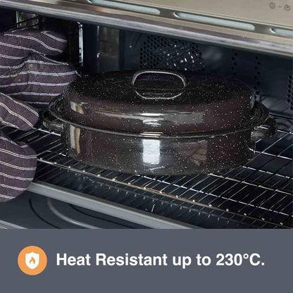 Vonshef Enamel Self-basting Roasting Tin With Lid