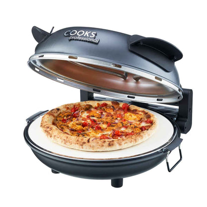 Cooks Professional Electric Pizza Oven w/ Stone Base & Glass Window - Grey