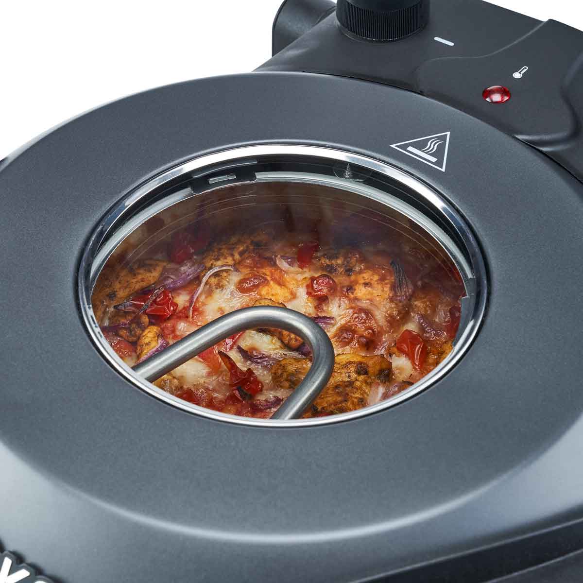 Cooks Professional Electric Pizza Oven w/ Stone Base & Glass Window - Grey