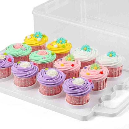Gr8 Home 3 Tier Stackable Cupcake Carrier Box Muffin Cake Holder Plastic Clear Container