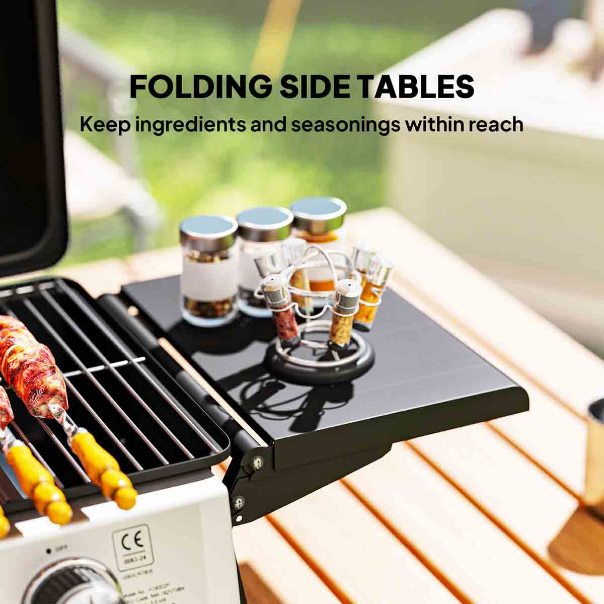 Outsunny Portable Tabletop Gas Barbecue Grill with Thermometer, Black