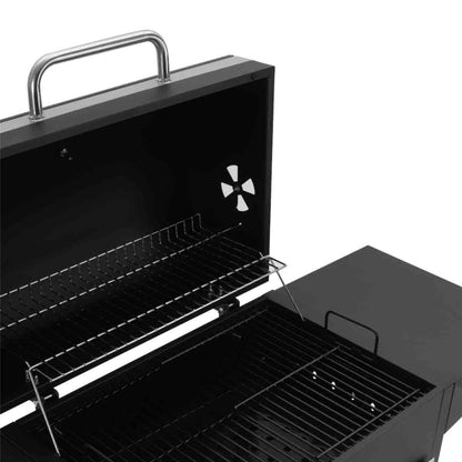 Garden Sanctuary Outdoor Charcoal Grill with Shelf and Wheels