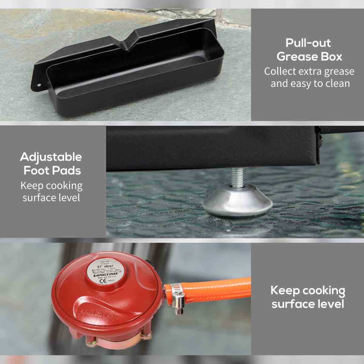 Outsunny Portable Gas Plancha Bbq Grill With 3 Burners, Non-stick Griddle, Lid