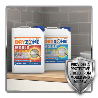 Dryzone Mould Remover Prevention Kit - (2X5L & Sprayer) Black Mould & Mildew Remover On Walls, Bathroom, Kitchen, Ceilings, Shower