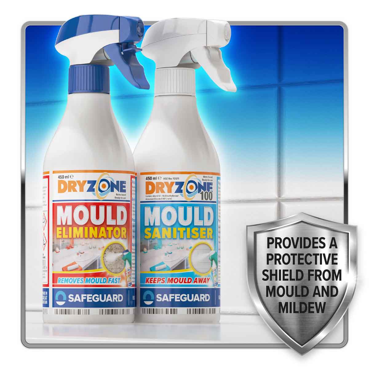 Dryzone Mould Remover Prevention Kit (3 X 450Ml Spray) - Fast-acting Black Mould Remover On Bathroom, Walls, Ceilings And Others