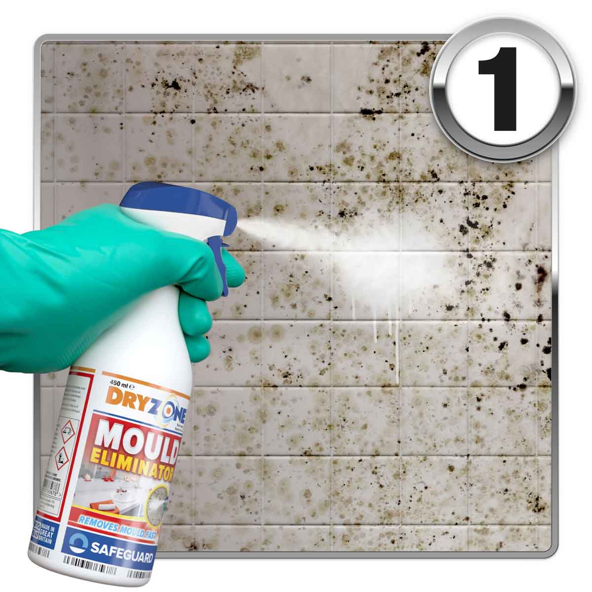 Dryzone Mould Remover Prevention Kit (3 X 450Ml Spray) - Fast-acting Black Mould Remover On Bathroom, Walls, Ceilings And Others