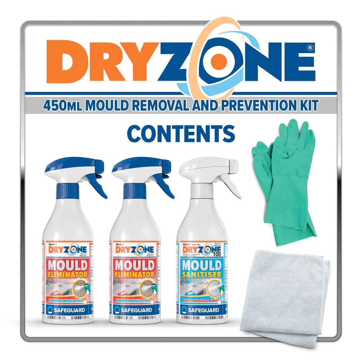 Dryzone Mould Remover Prevention Kit (3 X 450Ml Spray) - Fast-acting Black Mould Remover On Bathroom, Walls, Ceilings And Others