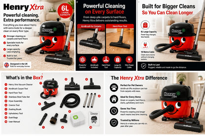 Henry Xtra Corded Bagged Cylinder Vacuum Cleaner