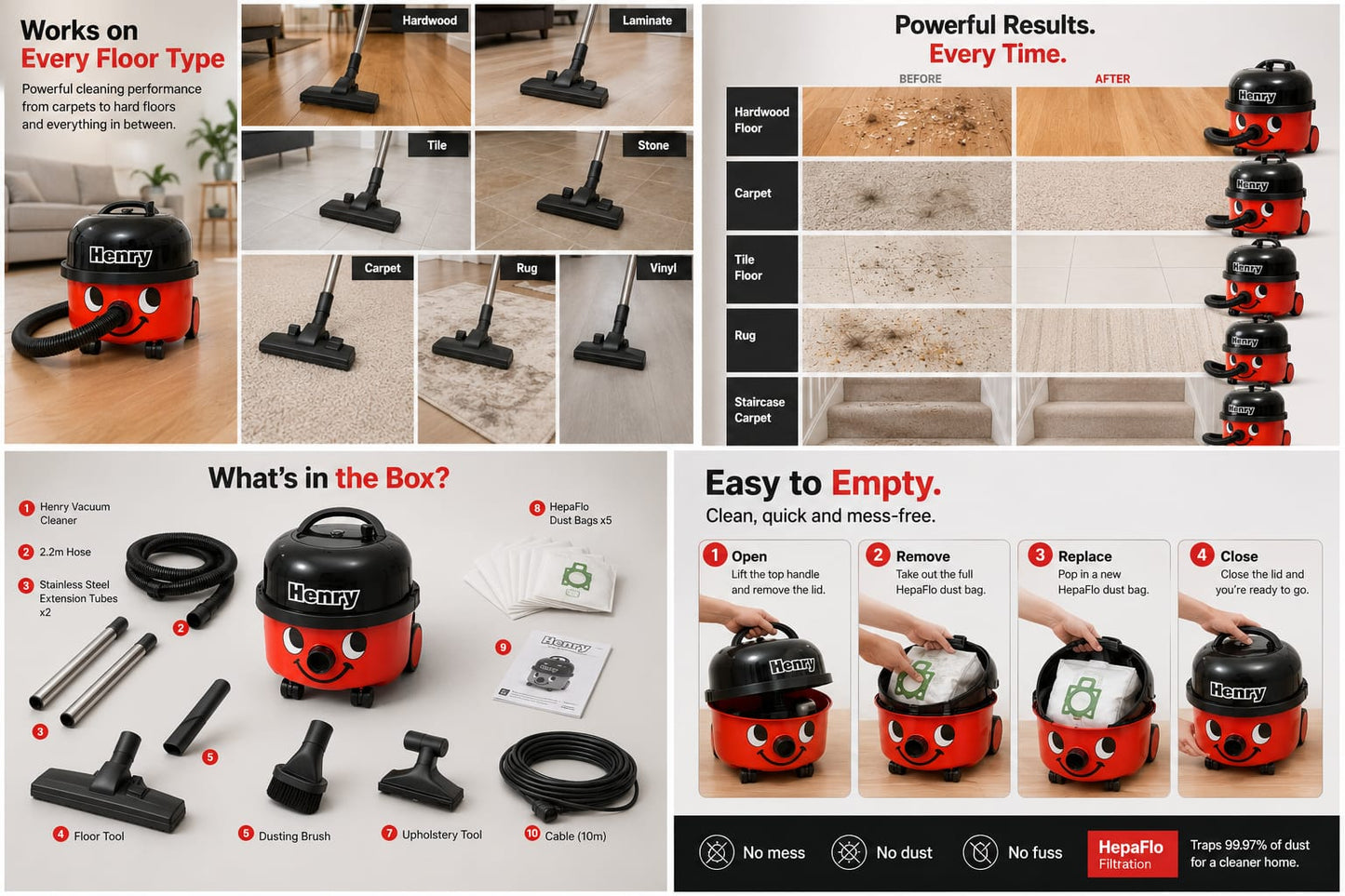 Henry Xtra Corded Bagged Cylinder Vacuum Cleaner