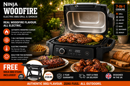 Ninja OG701UK Woodfire Electric BBQ Grill & Smoker