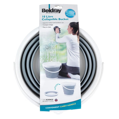 Beldray 10 Litre Collapsible Bucket - White & Grey
